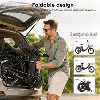 Vélo électrique pliable, pneus larges 20*3 pouces, 7 vitesses, moteur à moyeu arrière, batterie au lithium, cadre en acier, pliable, tout-terrain, pour adultes