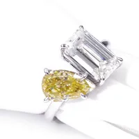 Tianyu Edelstenen Fijne Bague Vrouwen Fancy Gele Peer Moissanite Emerald Cut Vinger Wedding Engagement Ringen Diamanten Ring