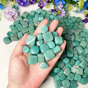 Pierre de guérison en amazonite naturelle polie semi-précieuse, en forme de cube, pour la décoration - Prix de gros - Product Image 5