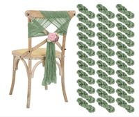 Rubans en gaze vert sauge pour décorations d'allée de mariage, nœuds de chaise, rubans universels pour housses de chaise pour décoration de fête et d'hôtel