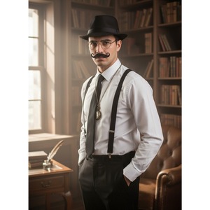 Les vêtements et accessoires pour hommes de la série des années <span class=keywords><strong>1920</strong></span> de PESENAR comprennent des chapeaux, des fausses barbes, des bretelles, des nœuds papillon, etc. - Product Image 2