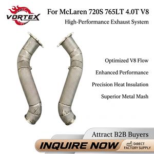 Downpipes thermiquement blindés Vortex pour McLaren 720S 765LT 4.0T V8 avec protection double couverture thermique et brides forgées - Product Image 1