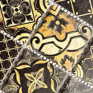 <span class=keywords><strong>Piastrelle</strong></span> in Mosaico Ceramico 3D Nero e Oro Effetto Marmo, 305x305mm, per Cucina e <span class=keywords><strong>Bagno</strong></span>, Decorazione d'Interni - Product Image 2