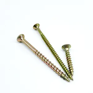 Chipboard Chipboard Screws Din7505 Double Flat Head Phillips Pozi Drive Chip Board Yellow Zinc Plated Carbon Steel Chipboard Screw 4 X 25mm