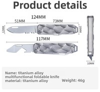 Marteau Motif Couteau À Découper En Alliage De Titane EDC Outil Multifonctionnel Portable D2 Acier Sharp Clé Couteaux