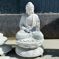 Estatua de Buda de Mármol Blanco Tallada a Mano de Tamaño Real, Escultura de Piedra Meditativa para Jardín Zen y Decoración de Templos