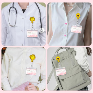 Wholesale yellow series sunflower acrylic nurse 360 rotating alligator clip badge retractable <b>ID</b> card <b>holder</b> - Product Image 2