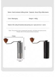 Al-Alloy Body 420 Stainless Steel Burr CNC Core Homeuse Espresso <b>Mini</b> Hand Mill Portable Manual Coffee <b>Grinder</b> Wood Handle - Product Image 5