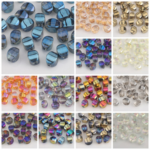 20개입 팩 10x13mm 투명 전기도금 매직 컷 롱 트위스트 호박 비즈 불규칙한 모양 크리스탈 유리 비즈 - Product Image 5