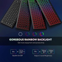 Conjunto de Teclado y Ratón Inalámbricos de Tamaño Completo, Teclado Retroiluminado Recargable, Ratón Combinado USB Inalámbrico para Computadora, Mac, PC, Laptop