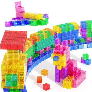 ของเล่นเสริมพัฒนาการเด็กประถม ตัวต่อพลาสติกใส 2 ซม. แบบแข็ง DIY แม่เหล็กแรงดึง รูปทรงเรขาคณิต ฝึกคณิตศาสตร์ - Product Image 1