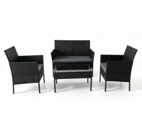 Ensemble de 4 canapés de salle à manger contemporains en rotin PE pour l'extérieur avec coussins en tissu, portables pour la terrasse et le jardin