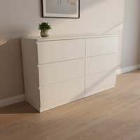 Commode en bois blanche à 6 tiroirs, meuble de rangement pour chambre à coucher et salon