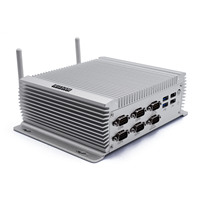 Mini PC industrial sin ventilador Intel Core i7-4578U -20~60 ℃   Puertos de comunicación 6xRS232 de amplio rango de temperatura, 2xRJ45 LAN, 8xUSB, compatible con Win7/10 y Linux