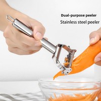 Râpe multifonctionnelle à double tête en acier inoxydable, couteau à éplucher les fruits créatif deux-en-un, coupe-melon