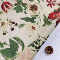 Tissu floral écologique tendance 100 % lin tissé respirant imprimé bio pour robes, chemises et vêtements mi-longs pour femmes, filles et garçons