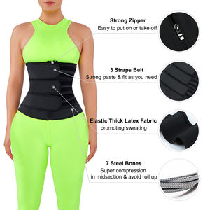 Gaine Amincissante Ventre Latex à Fermeture Éclair et Triple Sangle, Corset Minceur Brûle-Graisse en Gros - Product Image 2