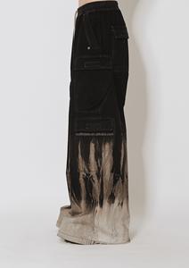 Pantalones Cargo Jumbo de Algodón 100% con Ojales, Pierna Ancha, Largos y Rectos, con Estampado de Llamas Solares, Negros, para Hombre, de Pierna Ancha y Entrepierna Baja - Product Image 3