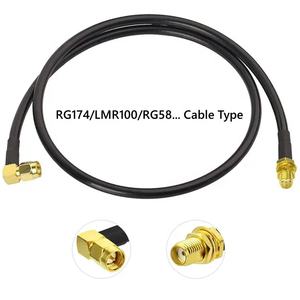Кабель коаксиальный RG58, разъемы <span class=keywords><strong>SMA</strong></span> (штекер/гнездо), угловой, пигтейл, радиочастотный, 50 Вт, удлинитель для антенны - Product Image 3