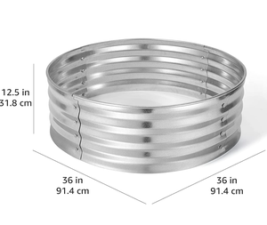 Anneau de feu rond en acier galvanisé au charbon de bois de 36 pouces Silver Brasier Outdoor - Product Image 4