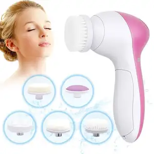 Hot Sale Electric Facial Wash Brush 5 In 1 Mini Face Cleaning Exfoliator Brush Beauty Skin Care Massage