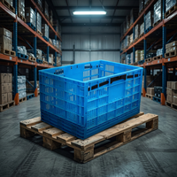 Chiffre d'affaires bleu personnalisé Agriculture Petite caisse en plastique empilable de qualité alimentaire réutilisable pour fruits et légumes