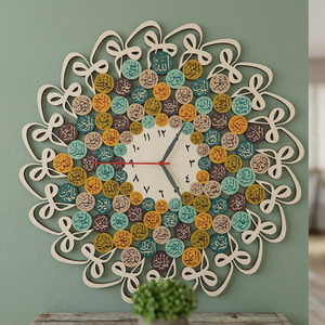 Horloge murale ronde bohème, motif géométrique abstrait, analogique, quartz, silencieuse, décoration de salon - Product Image 2