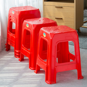 Tabouret carré en plastique Meisujia, chaise industrielle durable, rouge, 49 mm de hauteur - Product Image 2