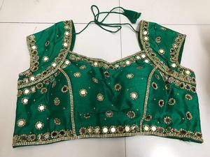 Exquisite Hand-Finished Embroidered Woven Crop Top Saree <b>Blouse</b> Fully Stitched & Padded <b>Satin</b> Fabric Winter Ready All Sizes - Product Image 3