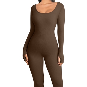 <span class=keywords><strong>Combinaison</strong></span> de yoga côtelée longue pour <span class=keywords><strong>femme</strong></span> automne/hiver, <span class=keywords><strong>combinaison</strong></span> de course et de fitness à séchage rapide à manches longues - Product Image 2
