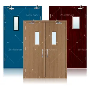 Pintu Tiongkok Ul terdaftar dengan pengunci pintu baja tahan api rel pintu dengan sisipan kaca penutup pintu dengan kunci pintar