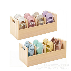 Caja de almacenamiento de madera con compartimentos y divisores para armario, organizador de zapatos de bebé, estante portátil para libros y revistas - Product Image 4