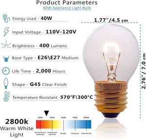 <span class=keywords><strong>Ampoule</strong></span> de <span class=keywords><strong>four</strong></span> 40 watts Ampoules de remplacement pour appareils électroménagers pour <span class=keywords><strong>four</strong></span> - Product Image 3