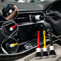 Ensemble de brosses de nettoyage intérieur de voiture, 3 pièces, poils synthétiques ultra doux pour le nettoyage des aérations, du tableau de bord et des sièges