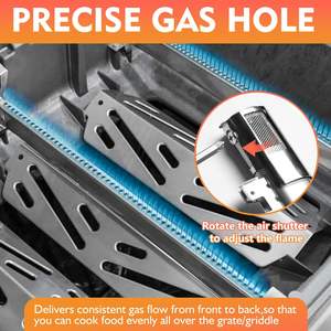 Tubo de quemador de acero inoxidable 304 para parrillas de <span class=keywords><strong>Gas</strong></span> <span class=keywords><strong>Weber</strong></span> Genesis II E310 E315 E335 2017, modelos más nuevos, paquete de 3 accesorios - Product Image 4