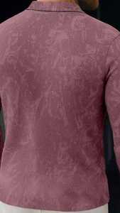 Men's Long Sleeve Polo <b>Shirt</b> Mauve <b>Paisley</b> Jacquard Pattern button Polo t <b>shirt</b> - Product Image 2