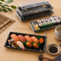 Multi-formaat transparante PET sushi doos met patroon, anti-condens afneembaar deksel voor koude gerechten, fruit en gebak
