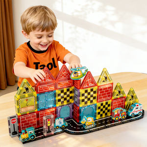 Bloques de Construcción Magnéticos Grandes de <span class=keywords><strong>7</strong></span>.5CM con Temática de Carreteras para Niños, Adecuados como Regalo para Niños y Niñas - Product Image 2