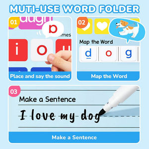 Bloques Magnéticos de Letras Fonéticas ABC para Refrigerador, Juego de Lectura con Carpeta para Construir Palabras, Letras del Alfabeto con Sonido Magnético - Product Image 3