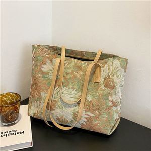 THK Fashion <b>Large</b> Capacity Shoulder Shopping Tote <b>Bag</b> Cotton Canvas Flower Printing Handbags for Women Luxury Chains Single <b>Zip</b> - Product Image 2