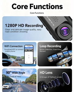 3 ערוץ מקף מצלמת 1080p לולאה הקלטה Wifi g-חיישן <span class=keywords><strong>dvr</strong></span> מצלמה trending אוטומטי אלקטרוניקה מקף מצלמת מקף - Product Image 2