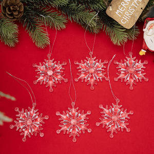 Youlun 6 pièces/ensemble noël suspendus ornements de noël flocon de neige clair pendentif de noël acrylique décorations d'arbre de noël - Product Image 2