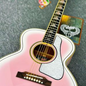Guitare acoustique de salon Geake BK-20 de 38 pouces avec manche en acajou et table en bois massif dégradé rose à blanc - Utilisation professionnelle - Product Image 2