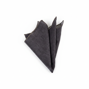 Mouchoir de poche en coton uni gris chiné - Product Image 2