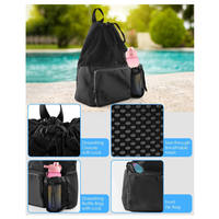 Sac à dos en maille polyester personnalisé avec logo d'usine, sangle d'épaule incurvée, poche à chaussures, sac de sport, natation, gym, sac bandoulière, vente en gros OEM