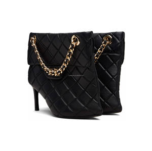 Bottes à talon pour <span class=keywords><strong>homme</strong></span> et femme en cuir, taille US14 (EU48), style unisexe, avec chaîne de luxe et sac matelassé à chaîne, fermeture à fermoir - Product Image 4