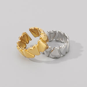 Bague coeur Ins bague d'ouverture coeur en acier inoxydable irrégulière bijoux femme fille bague en acier inoxydable - Product Image 2