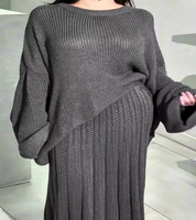 Ensemble de vêtements islamiques Y302, élégant, respirant, tricot texturé, ensemble robe 2 pièces, jupe longue évasée, abaya modeste