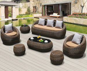 L'extérieur rustique balcon rotin luxe canapés meubles de jardin canapé poltrone en rotin - Product Image 1