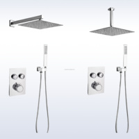 Robinet de douche pluie moderne noir brossé en laiton à deux fonctions avec bouton-poussoir, cartouche céramique dissimulée et certification Watermark
